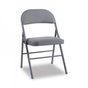 Alera Steel Folding Chair with Two-Brace Support, Fabric Back/Seat, Light Gray, 4/CT ALEFC97G FC94G