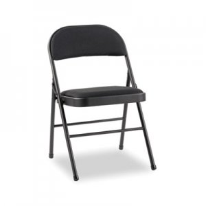 Alera Steel Folding Chair with Two-Brace Support, Fabric Back/Seat, Graphite, 4/Carton ALEFC97B