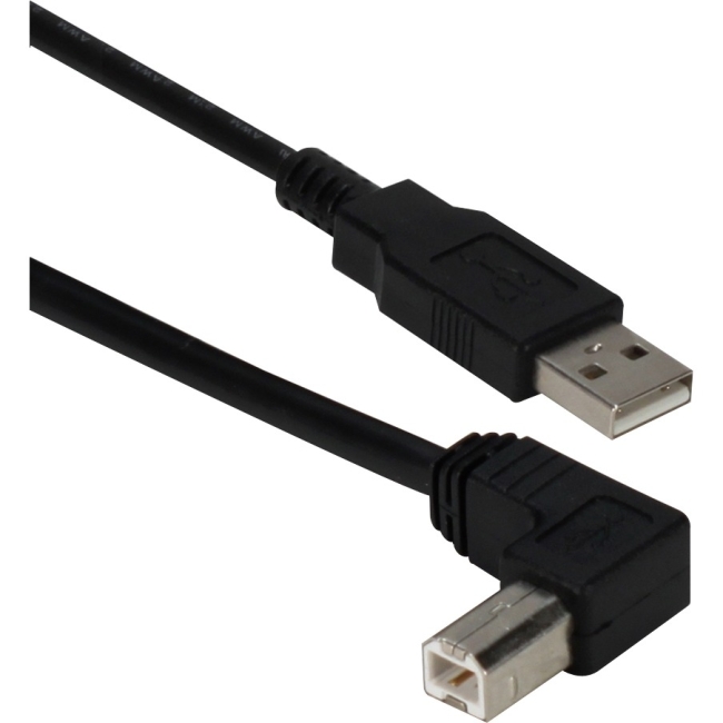 QVS 8ft USB 2.0 High-Speed Type A Male to B Right Angle Male Cable CC2209C-08RA