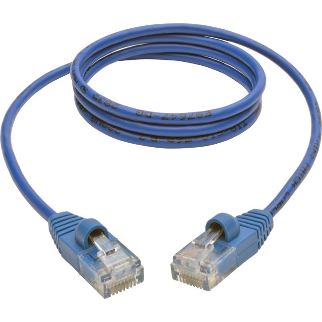 Tripp Lite Cat5e 350 MHz Snagless Molded Slim UTP Patch Cable (RJ45 M/M), Blue, 3ft N001-S03-BL