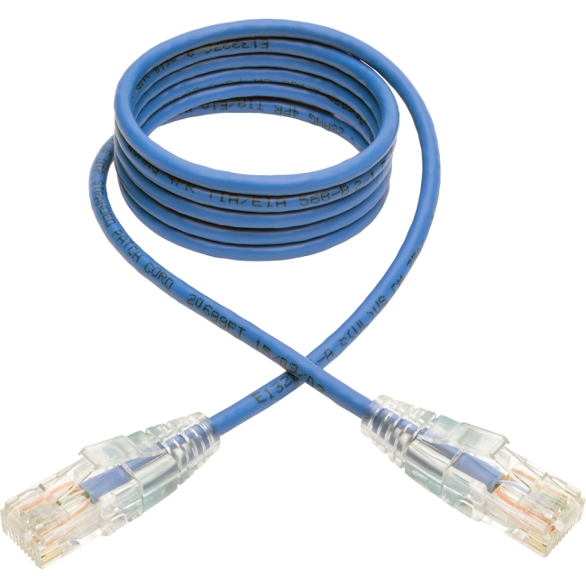 Tripp Lite Cat6 Gigabit Snagless Molded Slim UTP Patch Cable (RJ45 M/M), Blue, 4ft N201-S04-BL