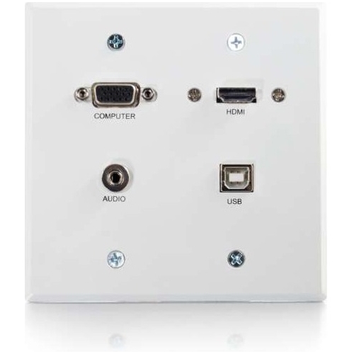 C2G VGA + 3.5mm Double Gang Wall Plate + HDMI and USB Pass Through - White 60146