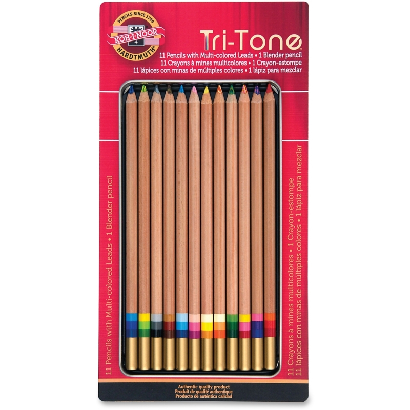 Koh-I-Noor Tri-Tone Multi-colored Pencils FA33TIN12BC KOHFA33TIN12BC