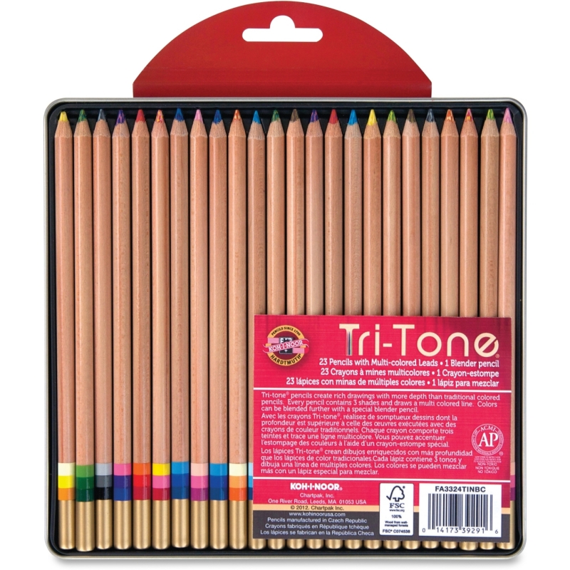 Koh-I-Noor Tri-Tone Multi-colored Pencils FA33TIN24BC KOHFA33TIN24BC