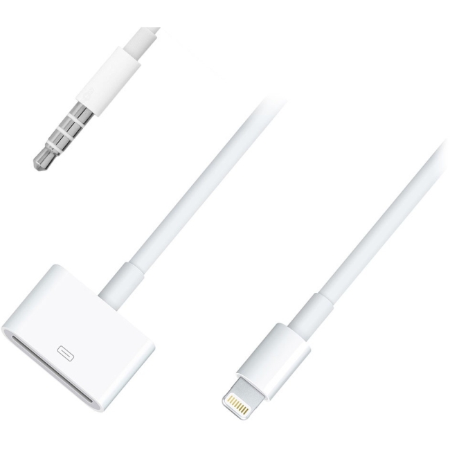 4XEM 30 Pin to 8 Pin Adapter with Audio for Ipads and iphones White 4X308ADAPTW