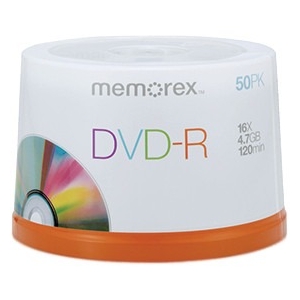 PNY Memorex 4.7GB/120-Minute 16x DVD-R, 50 Discs on Spindle Base 32020015452