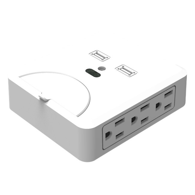 Inland 6 Outlets Walltap 2 USB Charging 3.1A 600 Joules 03218