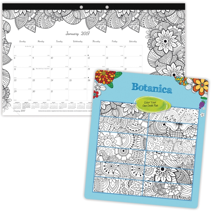 Blueline Botanica Design Monthly Desk Pad C2917001 REDC2917001