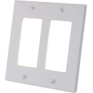 C2G Two Decora Compatible Cutout Double Gang Wall Plate - White 41337
