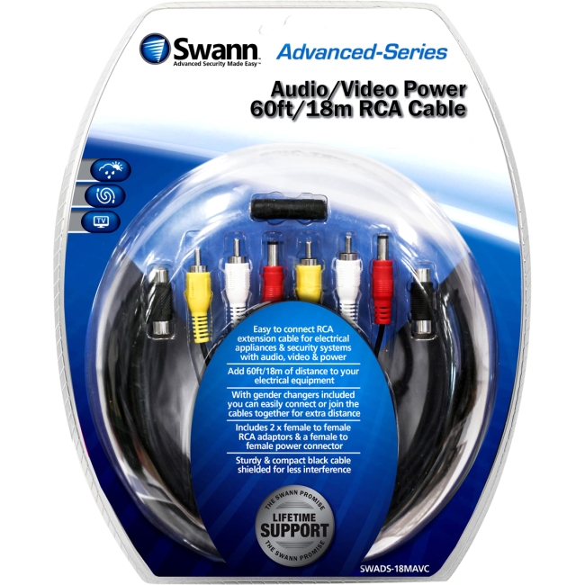 Swann Audio / Video Power 60ft / 18m RCA Cable SWADS-18MAVC-GL