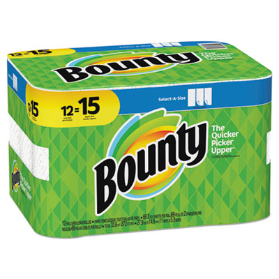 Bounty Select-a-Size Perforated Roll Towels, 2-Ply, White, 6 x 11, 79/Roll, 12Rl/Pk PGC74850 95007