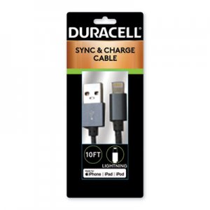 Duracell Sync And Charge Cable, Micro USB, iPhone, 10 ft ECAPRO905 PRO905