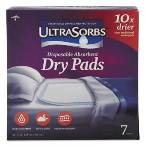 Medline Ultrasorbs Disposable Dry Pads, 23 x 35, White, 7/Box, 6/Carton MIIDRY2336RETCT DRY2336RET7