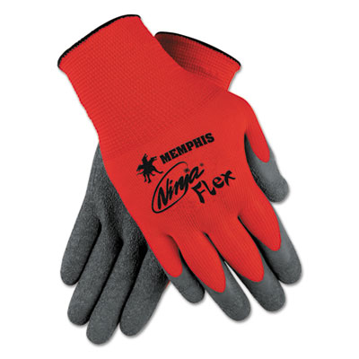 MCR Safety Ninja Flex Latex Coated Palm Gloves N9680L, X-Large, Red/Gray, 1 Dozen CRWN9680XL N9680XL