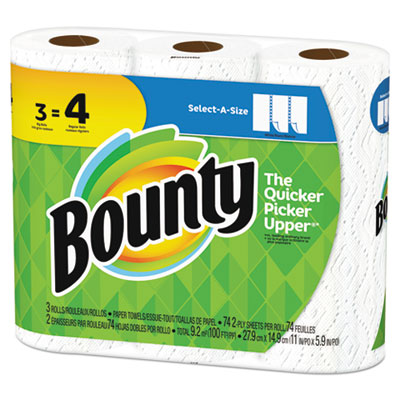 Bounty Select-a-Size Perforated Roll Towels, 11 x 5.9, White, 84 Sheets/Roll, 3/Pack PGC76225PK 94990PK