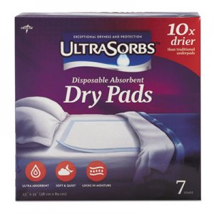 Medline Ultrasorbs Disposable Dry Pads, 23 x 35, Blue, 7/Box MIIDRY2336RET7 DRY2336RET7