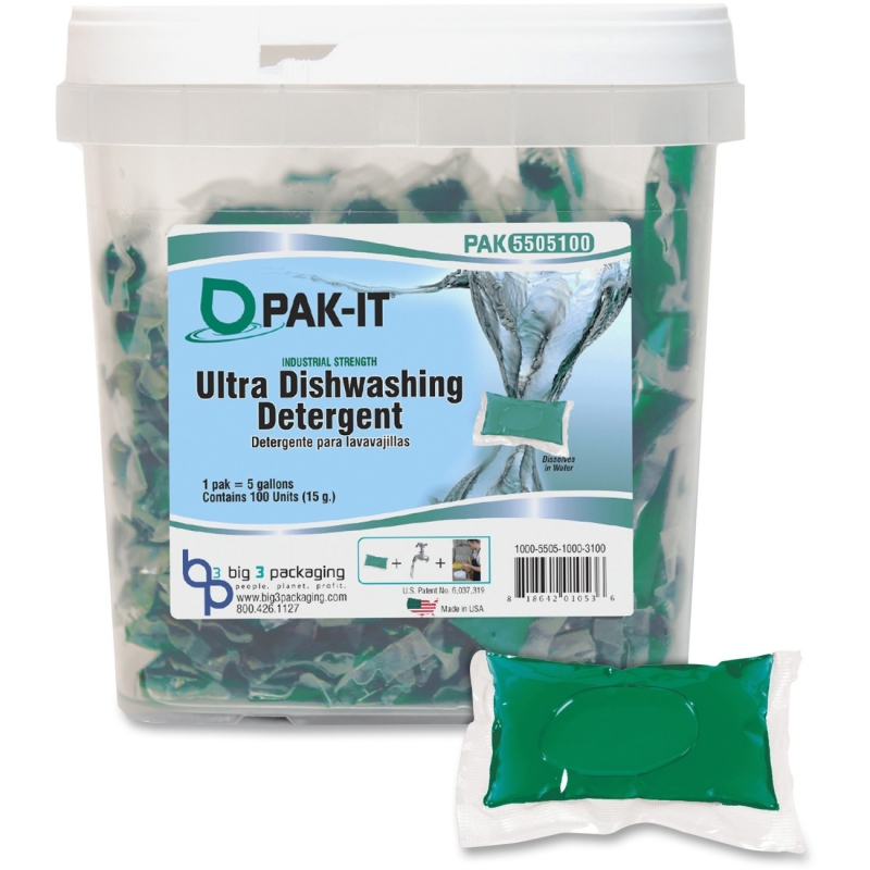 Big 3 Packaging PAK-IT Ultra Dishwashing Detergent Paks 55051004 BIG55051004