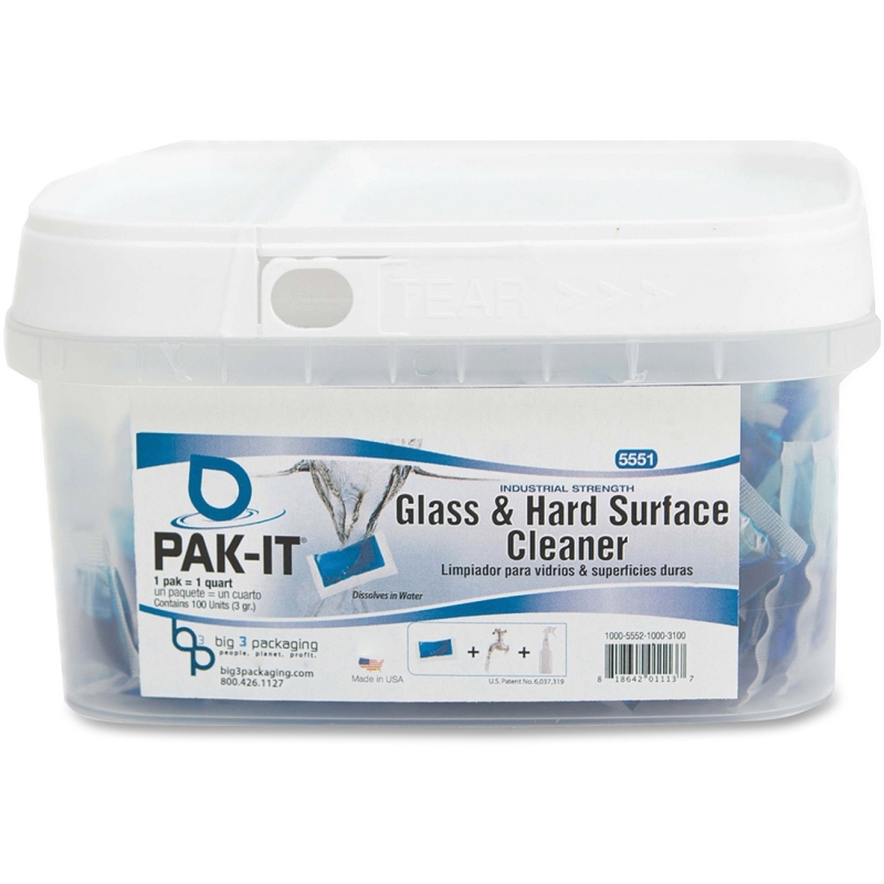 Big 3 Packaging PAK-IT Glass/Hard Surface Cleaner Packs 55511008 BIG55511008