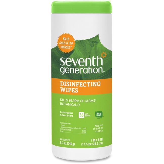 Seventh Generation Lemongrass Scented Disinfecting Wipes 22812CT SEV22812CT