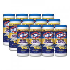Clorox Disinfecting Wipes with Micro-Scrubbers, 7 x 8, Citrus, 32/Canister, 12/Ctn CLO31450CT 31450CT