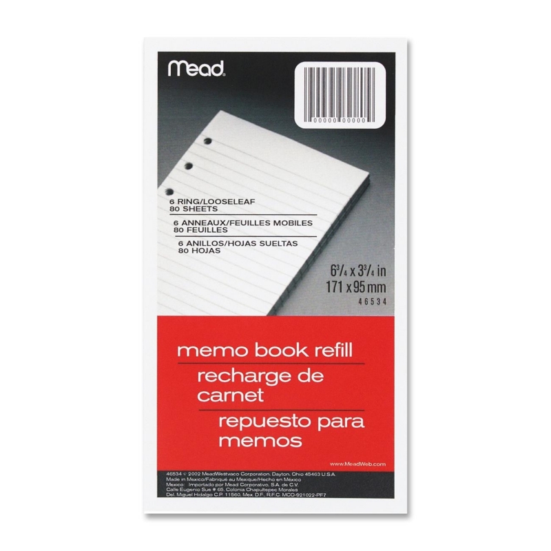 Mead Memo Book Refill Paper 46534 MEA46534