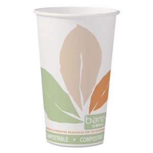 Dart Bare by Solo Eco-Forward PLA Paper Hot Cups, 16 oz, Leaf Design, 50/Pack SCC316PLABBPK 316PLA-J7234