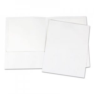 Genpak Laminated Two-Pocket Portfolios, Cardboard Paper, White, 11 x 8 1/2, 25/Pack UNV56417
