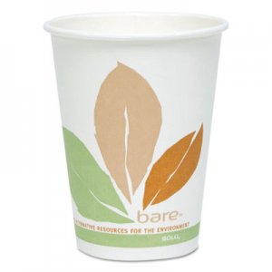 Dart Bare by Solo Eco-Forward PLA Paper Hot Cups, 12 oz, Leaf Design, 50/Pack SCC412PLNJ7234P 412PLN-J7234