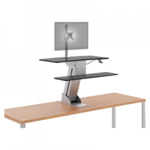 HON Directional Desktop Sit-to-Stand Riser with Single Monitor Arm, Silver/Black HONS1101 HS1101