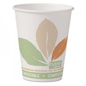 Dart Bare by Solo Eco-Forward PLA Paper Hot Cups, 8 oz, Leaf Design, 50/Pack SCC378PLABBPK 378PLAJ7234