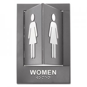 Advantus Pop-Out ADA Sign, Women, Tactile Symbol/Braille, Plastic, 6 x 9, Gray/White AVT91097 91097