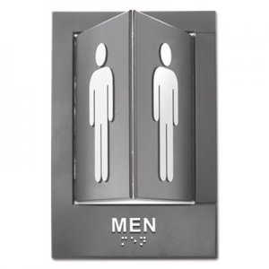 Advantus Pop-Out ADA Sign, Men, Tactile Symbol/Braille, Plastic, 6 x 9, Gray/White AVT91096 91096
