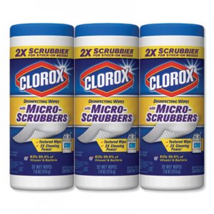 Clorox Disinfecting Wipes with Micro-Scrubbers, 7 x 8, Citrus Blend, 32/Canister, 3/Pk CLO31456 31456