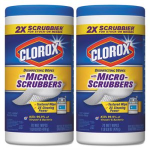 Clorox Disinfecting Wipes with Micro-Scrubbers, 7 x 8, Citrus Blend, 70/Canister, 2/Pk CLO31457 31457