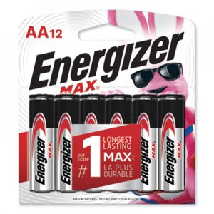 Energizer MAX Alkaline Batteries, AA, 12 Batteries/Pack EVEE91BW12EM E91BW12EM