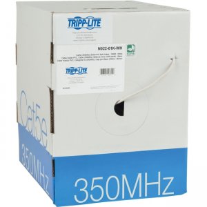 Tripp Lite Cat5e 350 MHz Bulk Solid-Core PVC Cable, White, 1000 ft N022-01K-WH