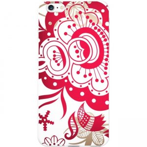 OTM Floral Prints White Phone Case, Paisley Red - iPhone 6/6S IP6V1WG-RED-01
