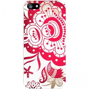 OTM Floral Prints White Phone Case, Paisley Red - iPhone 5/5S IP5V1WG-PAI-01