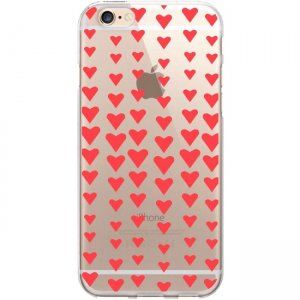 OTM Classic Prints Clear Phone Case, Falling Red Hearts - iPhone 6/6S IP6V1CLR-CLS-07