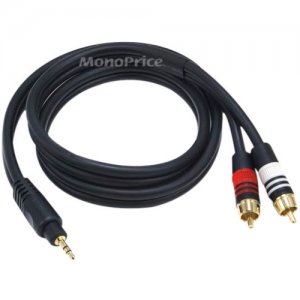 Monoprice 3ft Premium 3.5mm Stereo Male to 2RCA Male 22AWG Cable (Gold Plated) - Black 5597