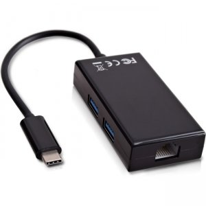 V7 USB-C male to Ethernet RJ45 / 2x USB3.0 female Adapter Black V7UCRJ45-HUB-BLK-1N