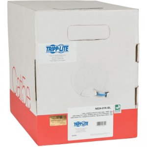 Tripp Lite Cat5e 350 MHz Bulk Solid-Core Plenum-Rated PVC Cable, Blue, 1000 ft N024-01K-BL