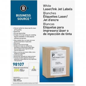Business Source Premium White Mailing Labels - Internet Shipping 98107 BSN98107