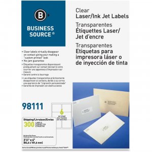 Business Source Clear Mailing Labels - Shipping 98111 BSN98111