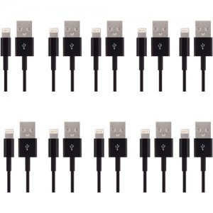 4XEM 3FT 8 Pin Lightning To USB Cable For iPhone/iPod/iPad (Black) 10 Pack 4XLIGHTNINGBK10PK