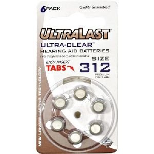UltraLast Green Zinc Air Size 312 Ultra Clear Hearing Aid Battery UL312HA