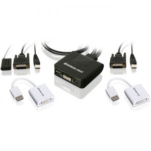 Iogear 2-Port USB DVI Cable KVM with DisplayPort Adapters Bundle GCS922DPKIT GCS922U