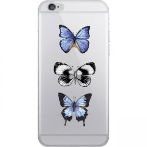 OTM iPhone 7/6/6s Hybrid Clear Phone Case, Butteryfly Delight Blue & Grey OP-IP7ACG-Z029A