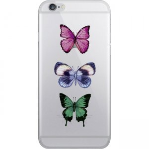 OTM iPhone 7/6/6s Hybrid Clear Phone Case, Butteryfly Delight Fuschia & Green OP-IP7ACG-Z029D