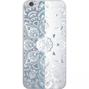 OTM iPhone 7/6/6s Hybrid Clear Phone Case, Mandala Heart Grey & White OP-IP7ACG-Z031A